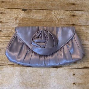 Silver gray satin Jessica McClintock evening bag